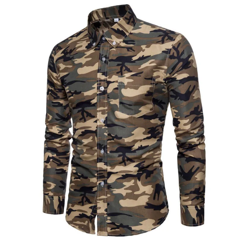 Men's Casual Camouflage Long Sleeve Shirt