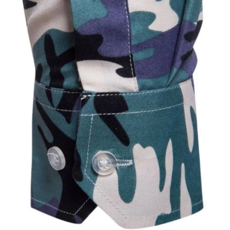 Men's Casual Camouflage Long Sleeve Shirt