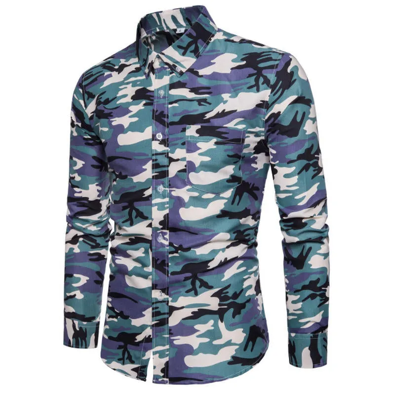 Men's Casual Camouflage Long Sleeve Shirt