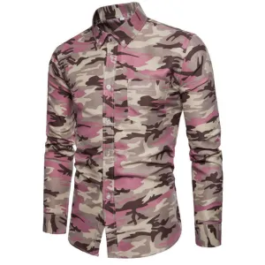 Men's Casual Camouflage Long Sleeve Shirt