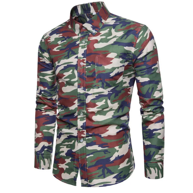 Men's Casual Camouflage Long Sleeve Shirt