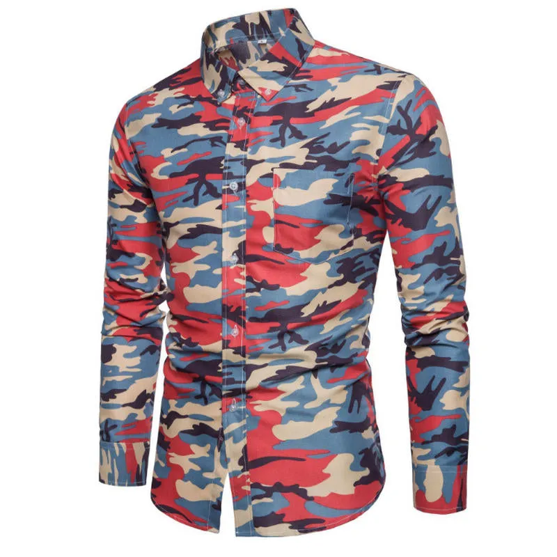 Men's Casual Camouflage Long Sleeve Shirt
