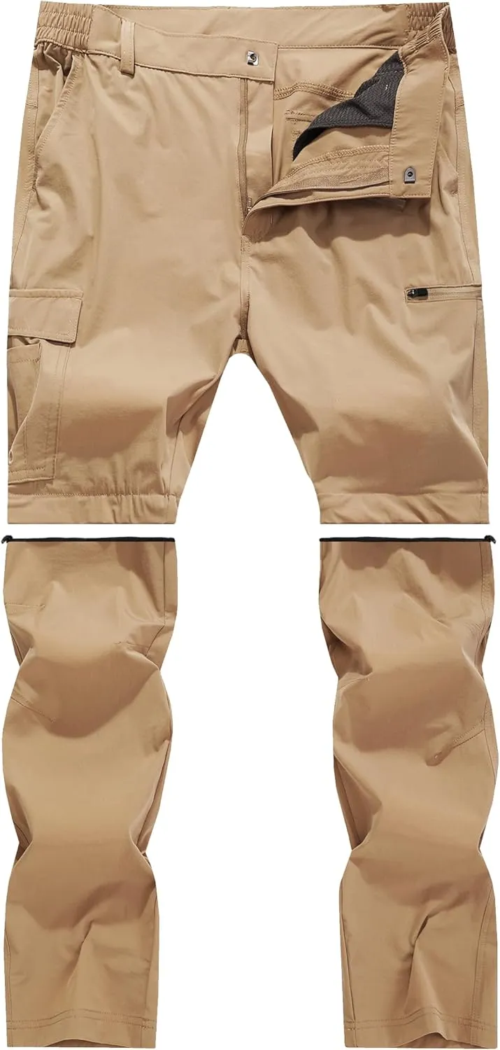 Men's Convertible Hiking Pants Zip Off Quick Dry Lightweight Safari Travel Camping Fishing Cargo Outdoor Pants