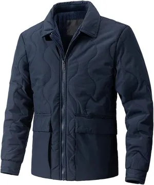 Men's Corduroy Jacket Sherpa Lined Jackets Cotton Collar Warm Winter Jacket Casual Coat with Pockets