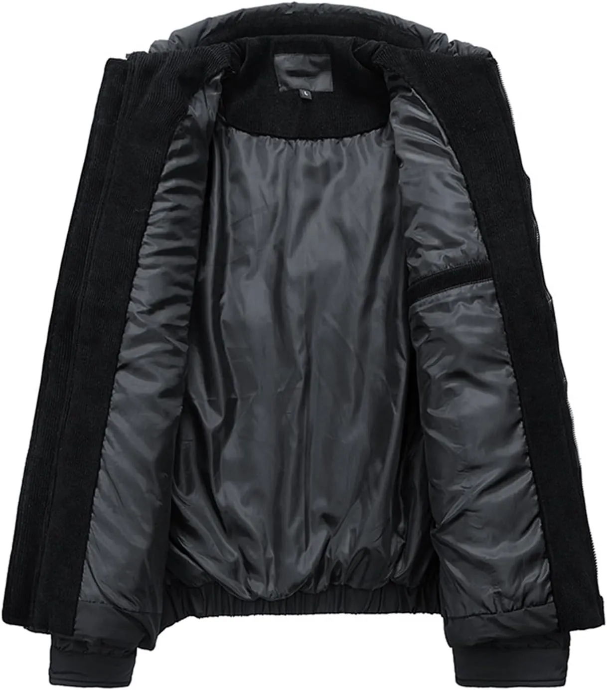 Men's Corduroy Jacket Sherpa Lined Jackets Cotton Collar Warm Winter Jacket Casual Coat with Pockets