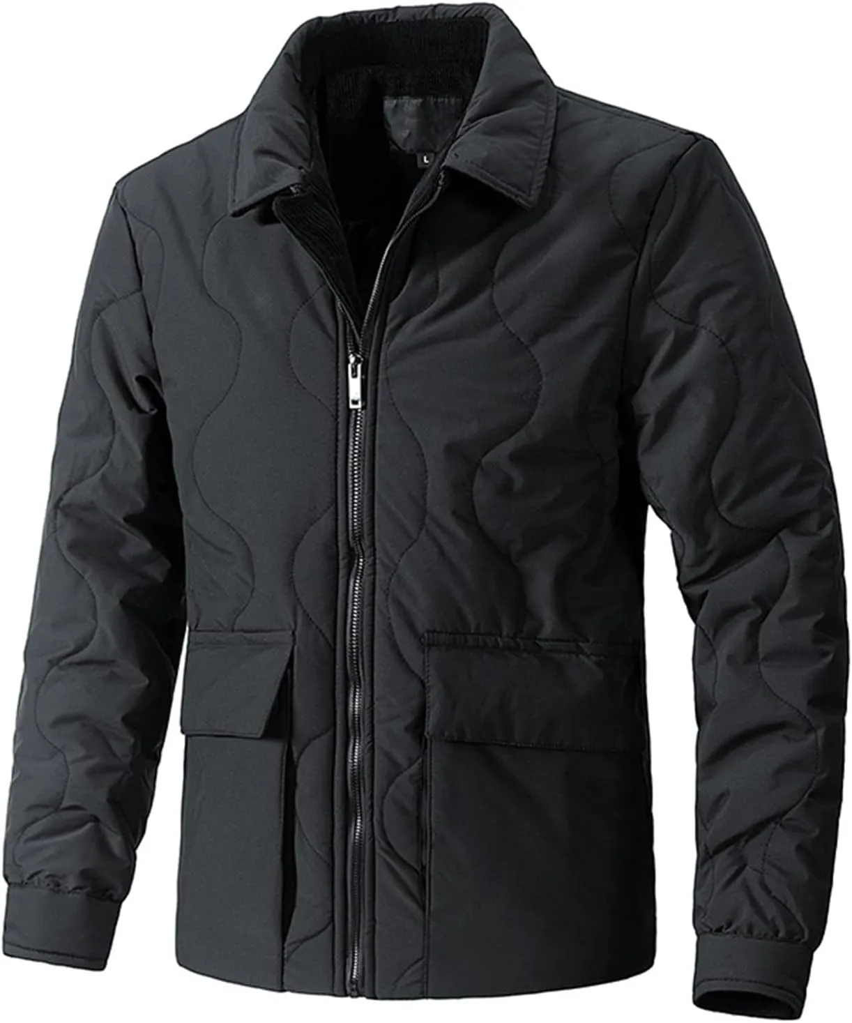 Men's Corduroy Jacket Sherpa Lined Jackets Cotton Collar Warm Winter Jacket Casual Coat with Pockets
