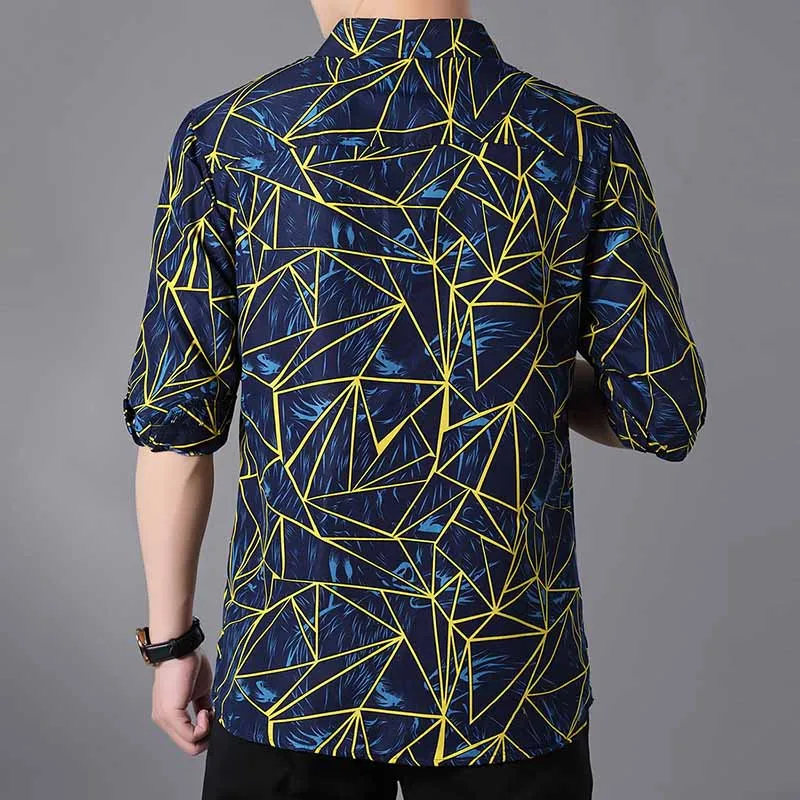 Men's Cotton Long Sleeved Shirt With Print | Plus Size