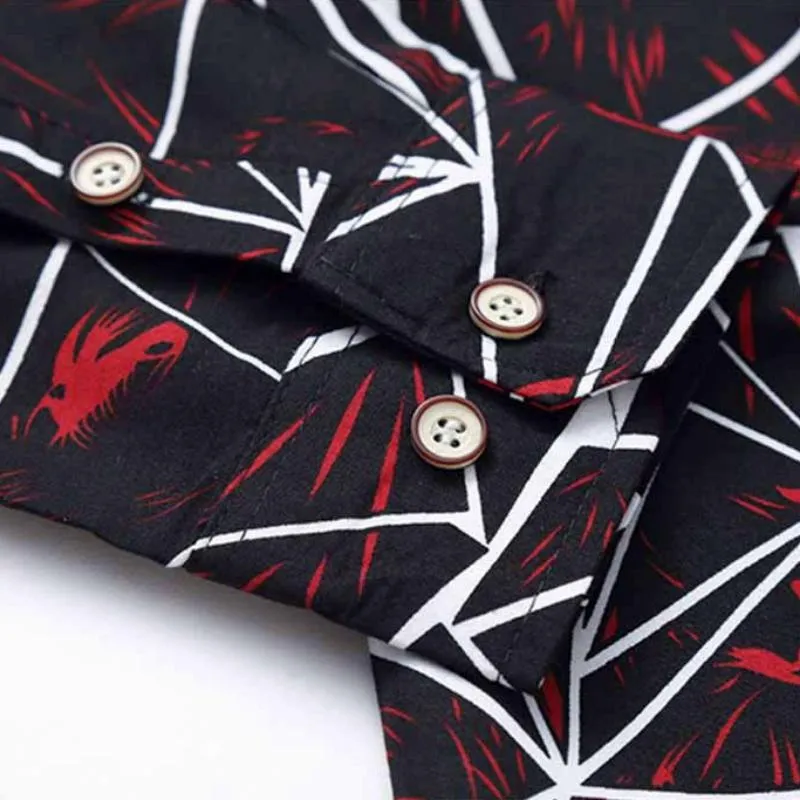 Men's Cotton Long Sleeved Shirt With Print | Plus Size