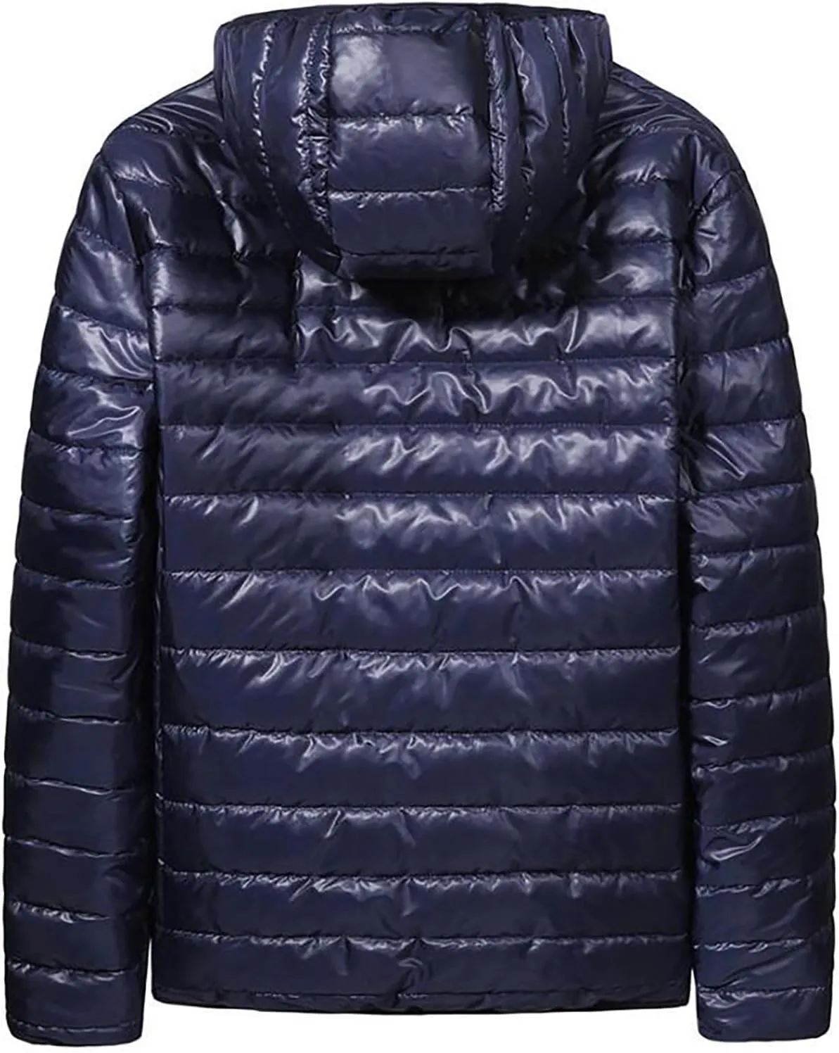 Men's Down Puffer Jacket with Hood Full Zip Water-Resistant Quilted Jackets Lightweight Puffy Bubble Hooded Winter Coat