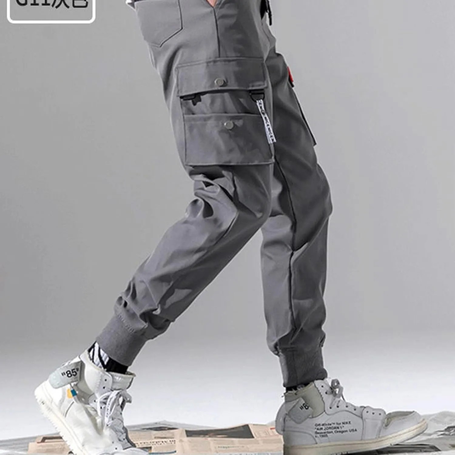 Mens Drawstring Cargo Trousers Casual Joggers Gym Sweatpants Tactical Combat Cargo Work Pants Outdoor Pants