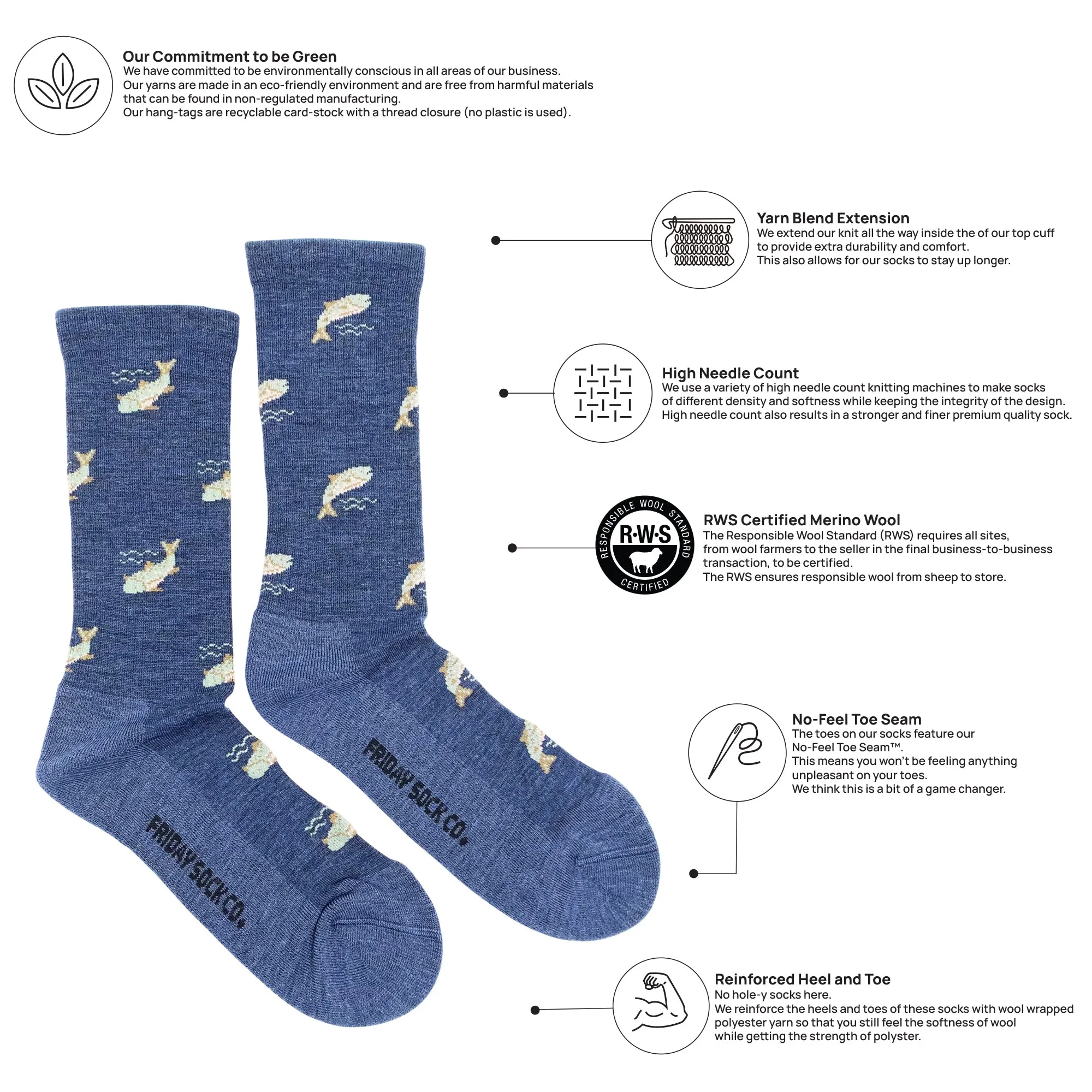 Men's Fish Merino Wool Socks