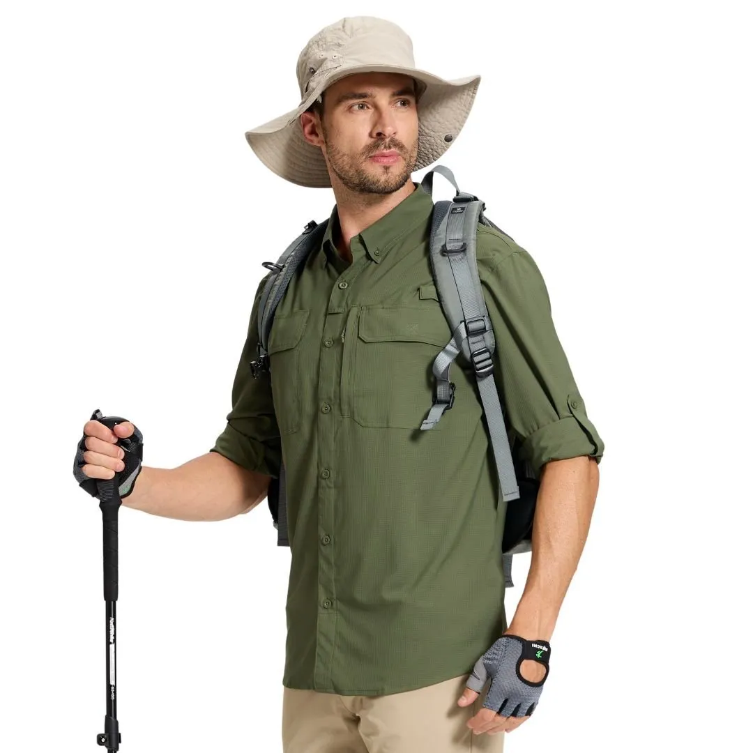 Men's Fishing Shirts UPF50  Sun Protection Shirts with Zipper Pockets