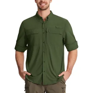 Men's Fishing Shirts UPF50  Sun Protection Shirts with Zipper Pockets