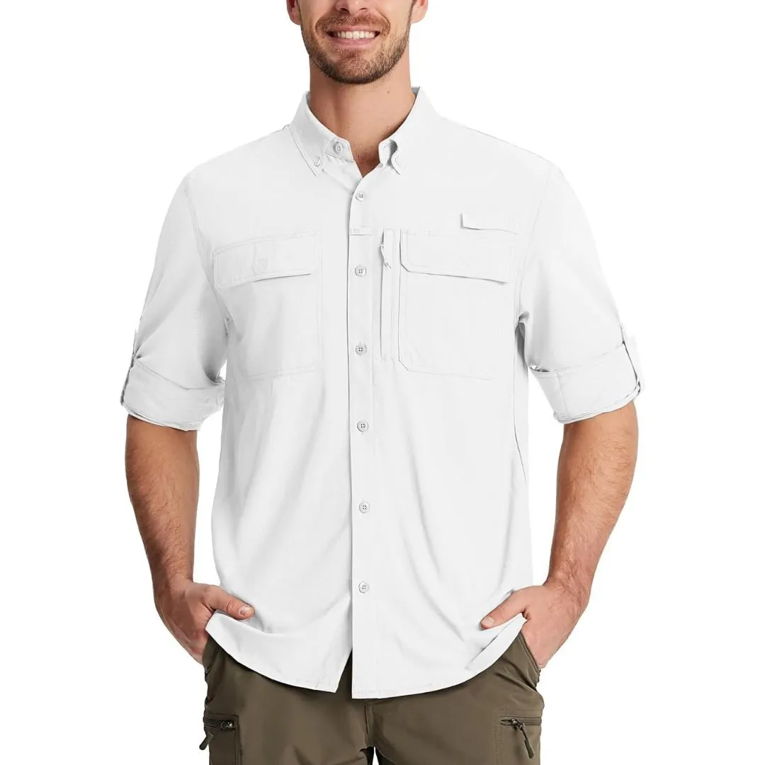 Men's Fishing Shirts UPF50  Sun Protection Shirts with Zipper Pockets