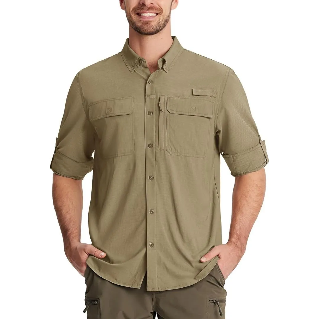 Men's Fishing Shirts UPF50  Sun Protection Shirts with Zipper Pockets