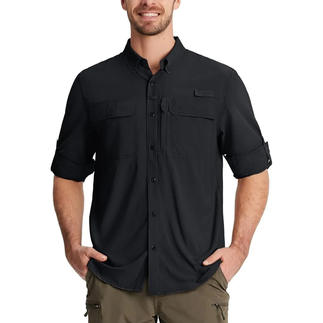 Men's Fishing Shirts UPF50  Sun Protection Shirts with Zipper Pockets
