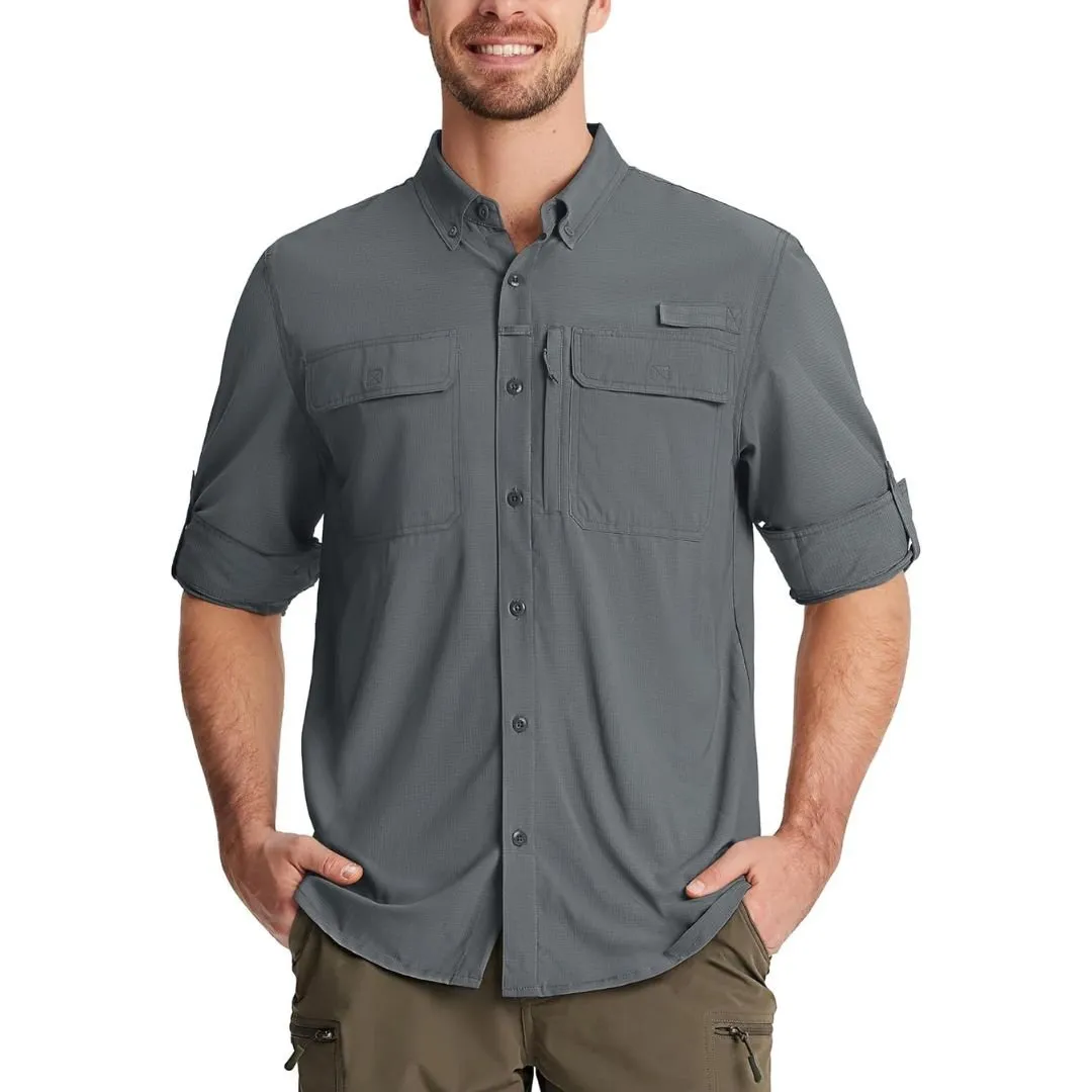 Men's Fishing Shirts UPF50  Sun Protection Shirts with Zipper Pockets