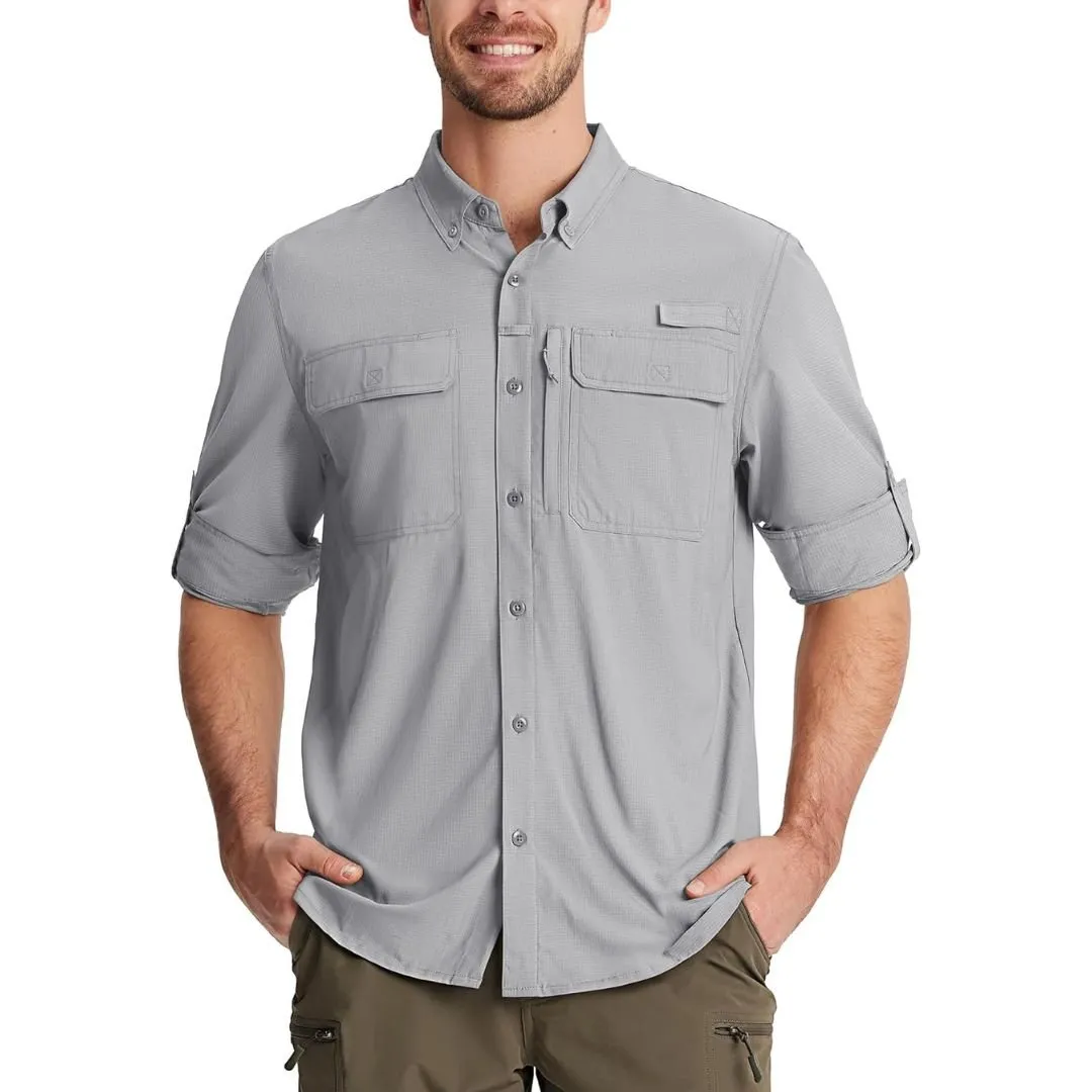 Men's Fishing Shirts UPF50  Sun Protection Shirts with Zipper Pockets