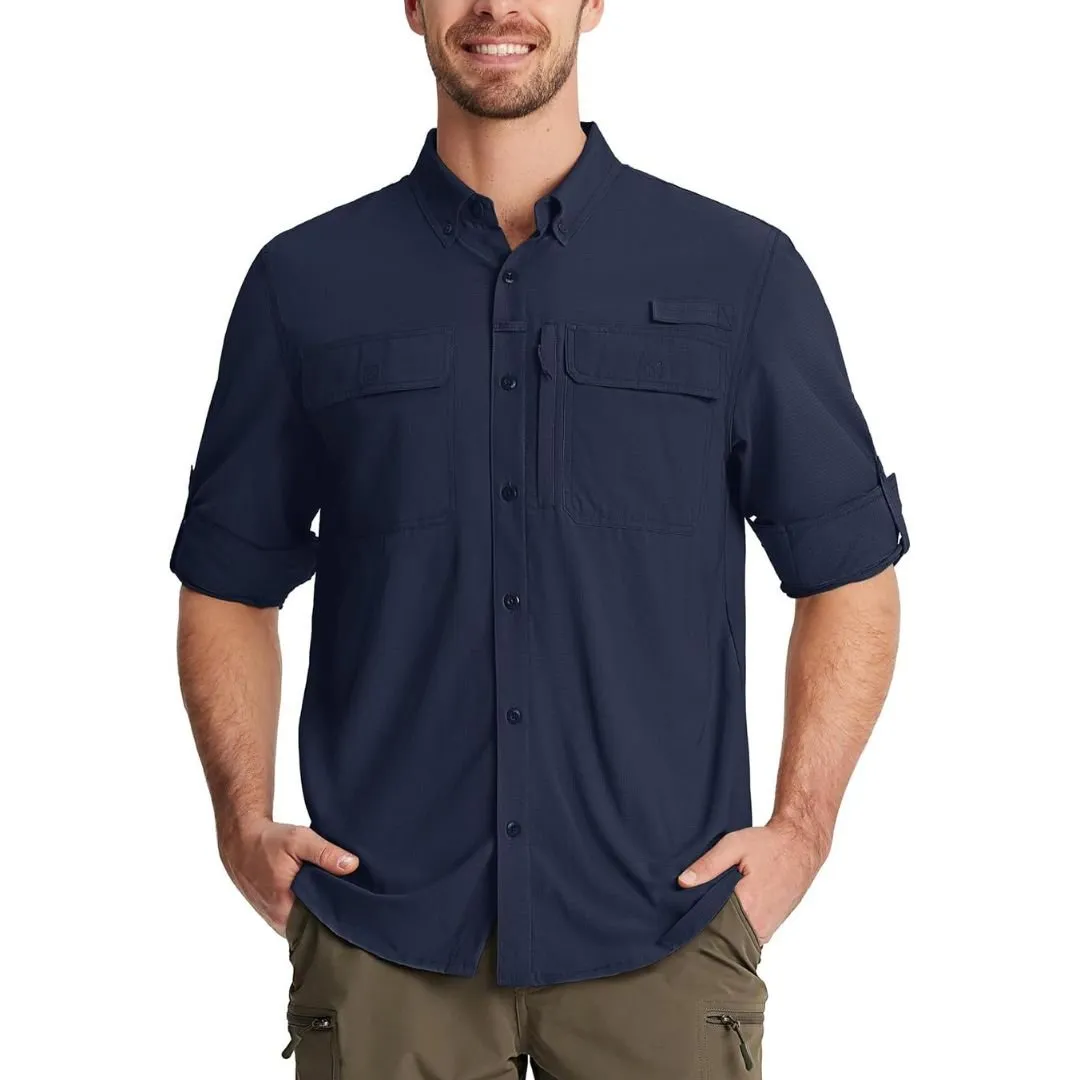 Men's Fishing Shirts UPF50  Sun Protection Shirts with Zipper Pockets
