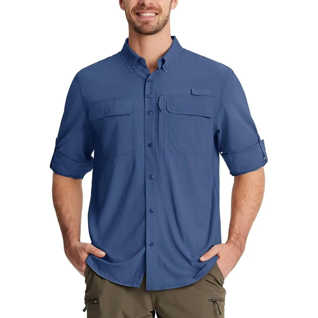 Men's Fishing Shirts UPF50  Sun Protection Shirts with Zipper Pockets