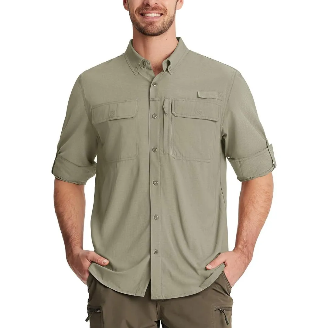 Men's Fishing Shirts UPF50  Sun Protection Shirts with Zipper Pockets