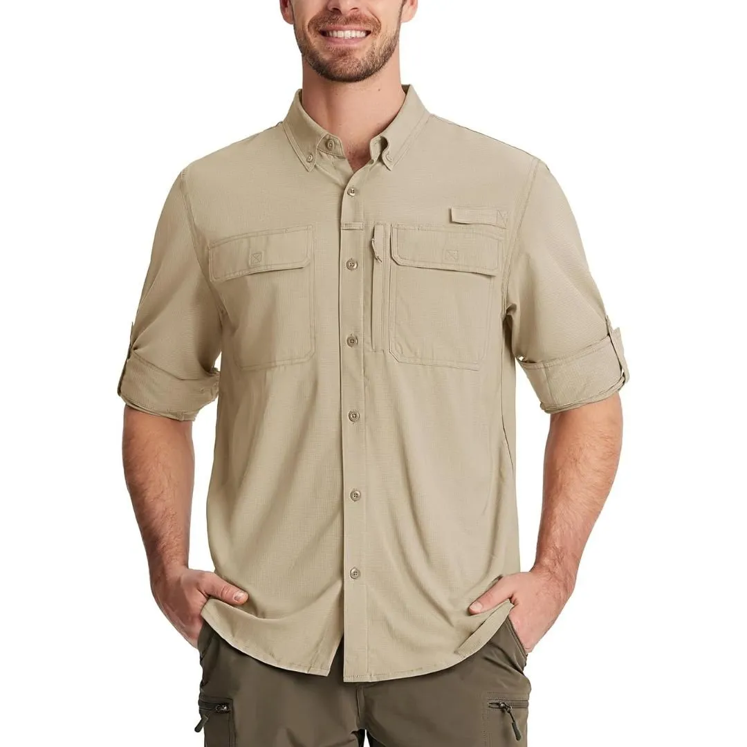 Men's Fishing Shirts UPF50  Sun Protection Shirts with Zipper Pockets