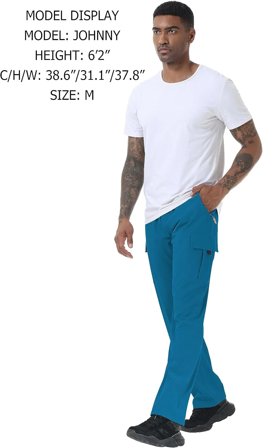 Mens Hiking Cargo Pants Lightweight Quick Dry Athletic Zipper Pockets Outdoor Pants