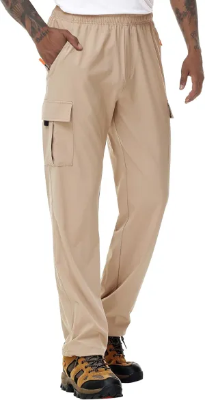 Mens Hiking Cargo Pants Lightweight Quick Dry Athletic Zipper Pockets Outdoor Pants