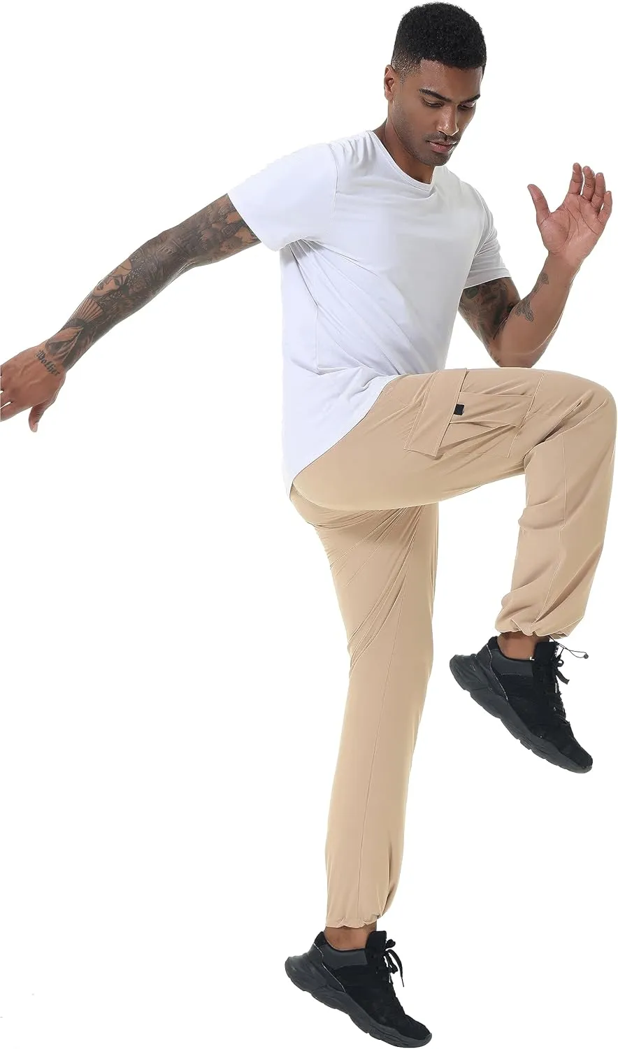 Mens Hiking Cargo Pants Lightweight Quick Dry Athletic Zipper Pockets Outdoor Pants