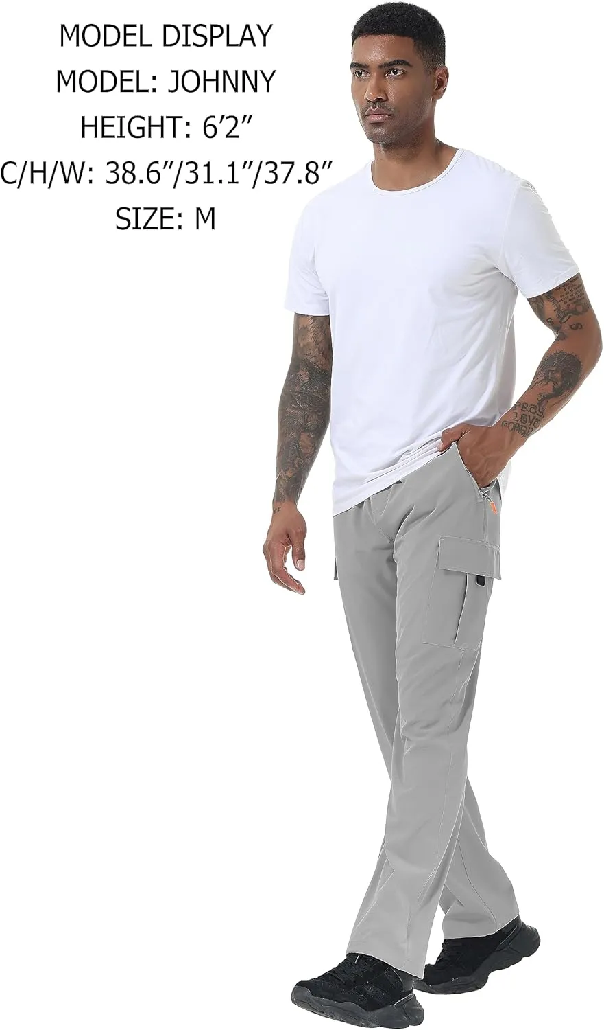 Mens Hiking Cargo Pants Lightweight Quick Dry Athletic Zipper Pockets Outdoor Pants