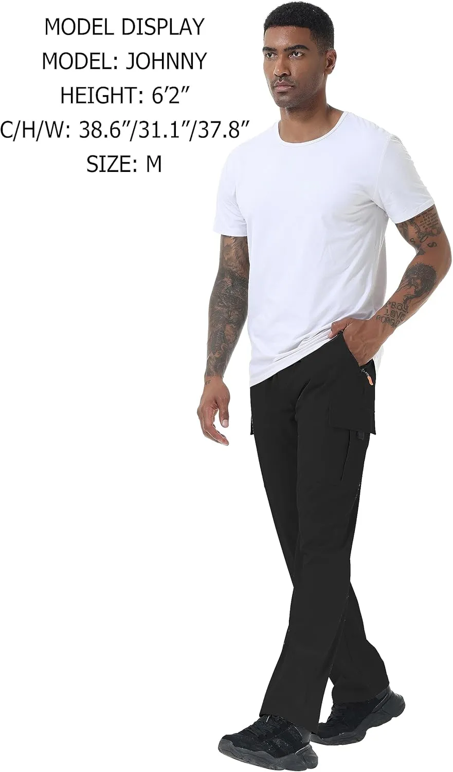 Mens Hiking Cargo Pants Lightweight Quick Dry Athletic Zipper Pockets Outdoor Pants