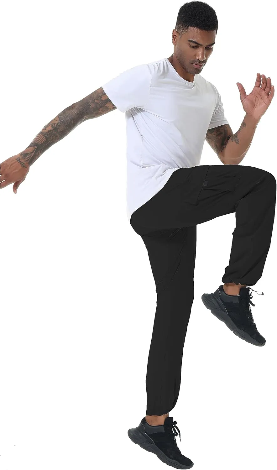 Mens Hiking Cargo Pants Lightweight Quick Dry Athletic Zipper Pockets Outdoor Pants