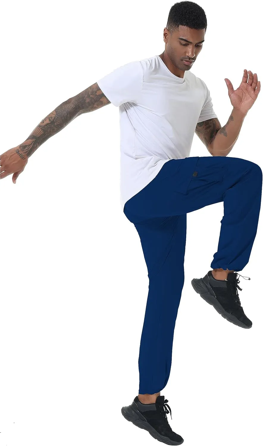 Mens Hiking Cargo Pants Lightweight Quick Dry Athletic Zipper Pockets Outdoor Pants