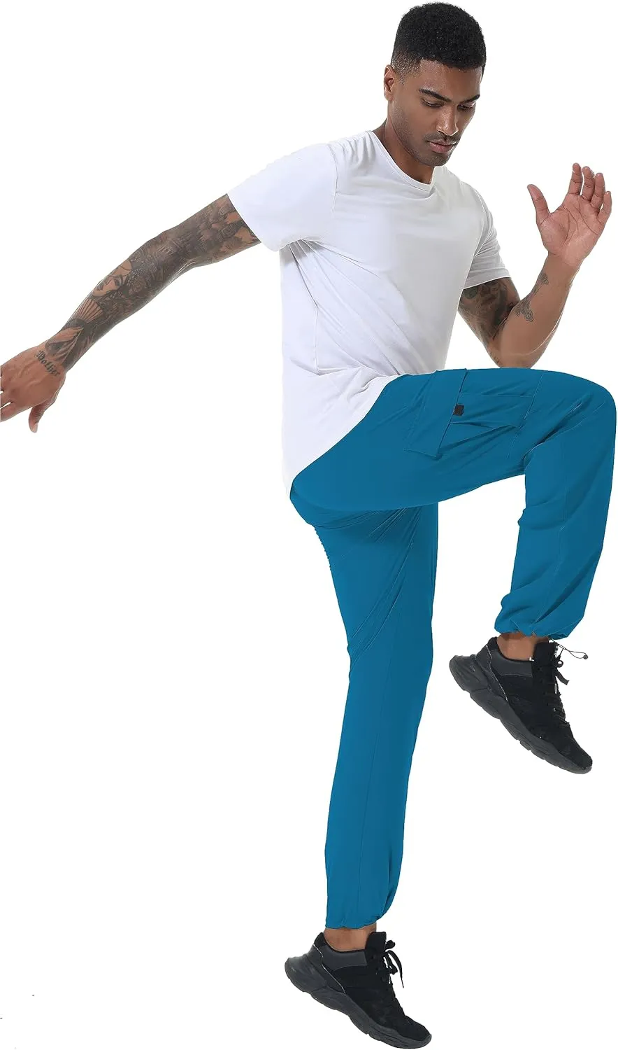 Mens Hiking Cargo Pants Lightweight Quick Dry Athletic Zipper Pockets Outdoor Pants