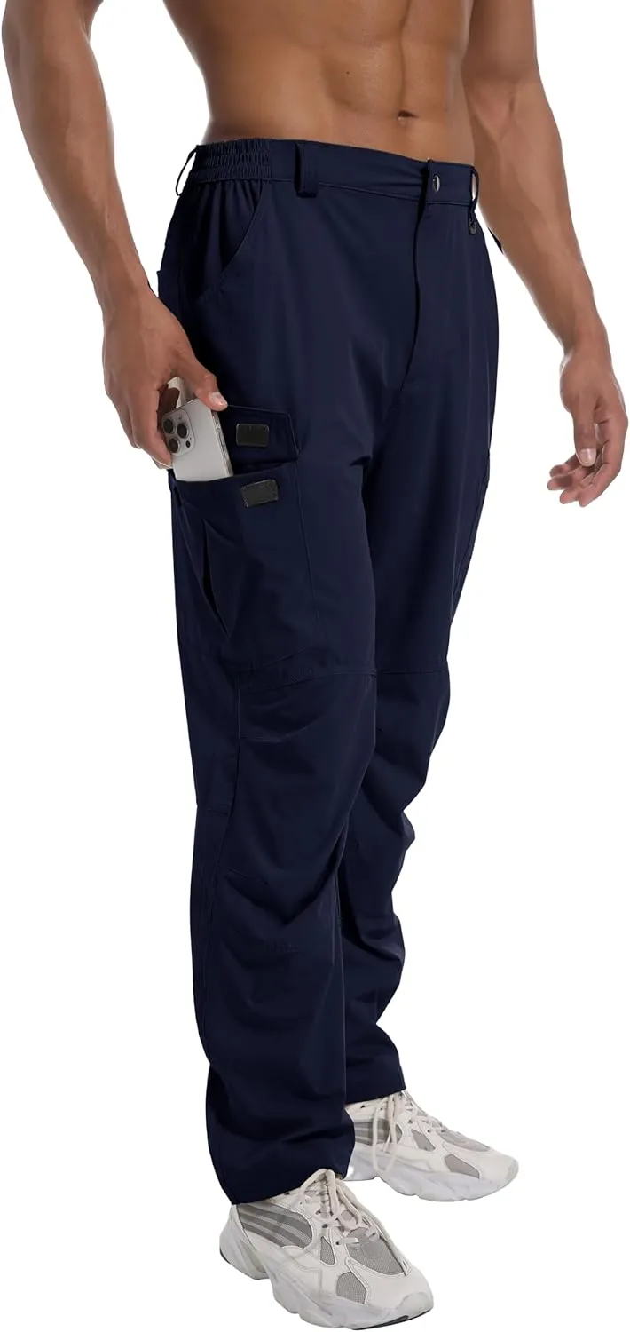 Men's Hiking Cargo Pants Lightweight Quick-Dry Waterproof Stretch Work Fishing Travel Outdoor Pants with 6 Pockets