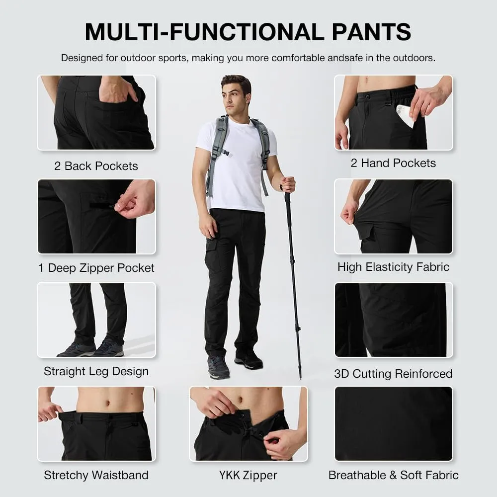 Men's Hiking Cargo Pants Lightweight Quick-Dry Waterproof Stretch Work Fishing Travel Outdoor Pants with 6 Pockets