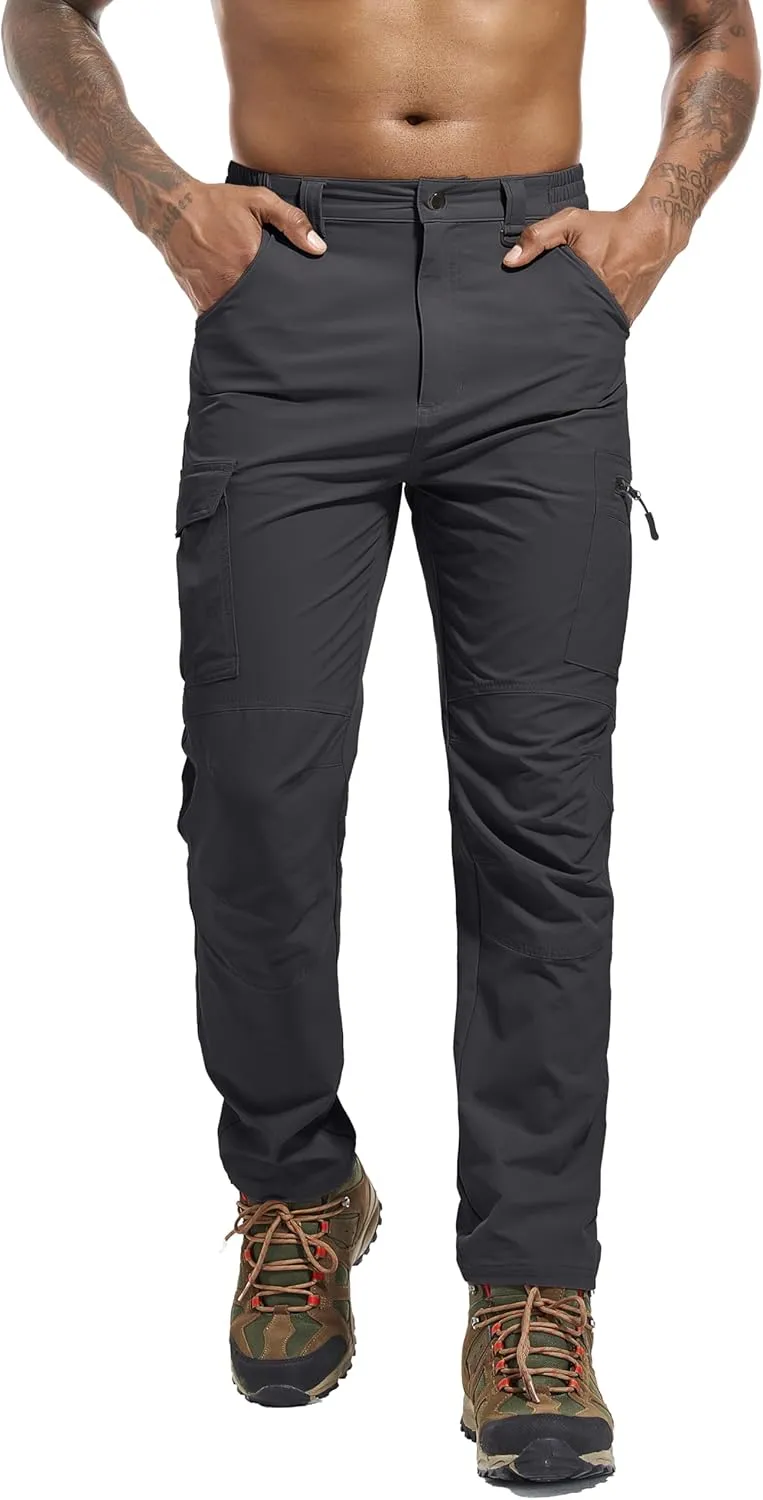 Men's Hiking Cargo Pants Waterproof Lightweight Quick Dry 6 Pockets Stretch Work Fishing Travel Outdoor Pants