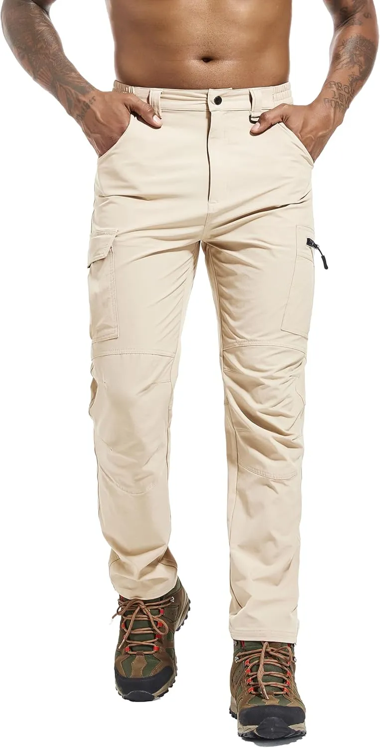 Men's Hiking Cargo Pants Waterproof Lightweight Quick Dry 6 Pockets Stretch Work Fishing Travel Outdoor Pants