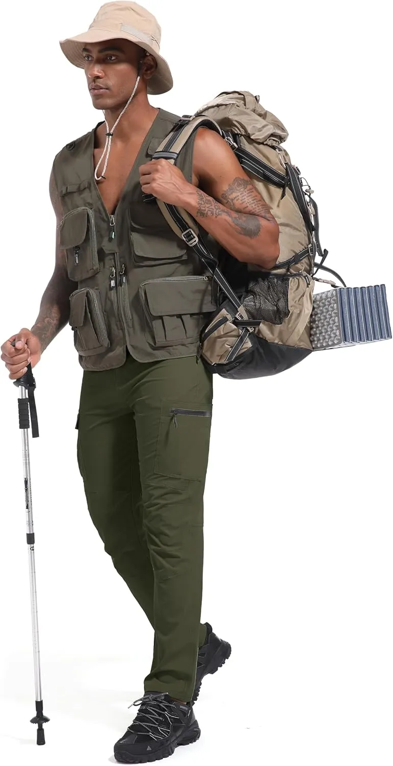Men's Hiking Cargo Pants Waterproof Lightweight Quick Dry 6 Pockets Stretch Work Fishing Travel Outdoor Pants