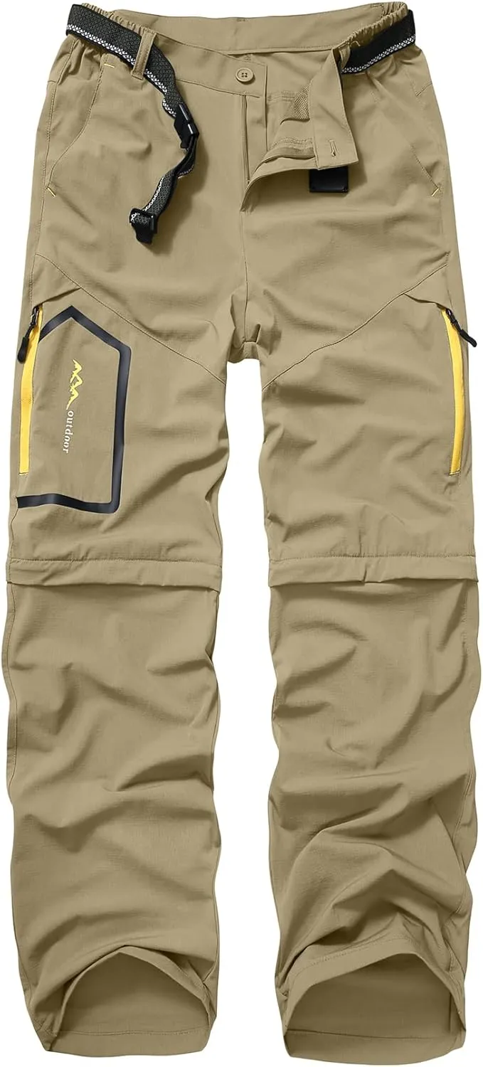 Mens Hiking Pants Convertible Quick Dry Lightweight Zip Off Outdoor Fishing Safari Pants