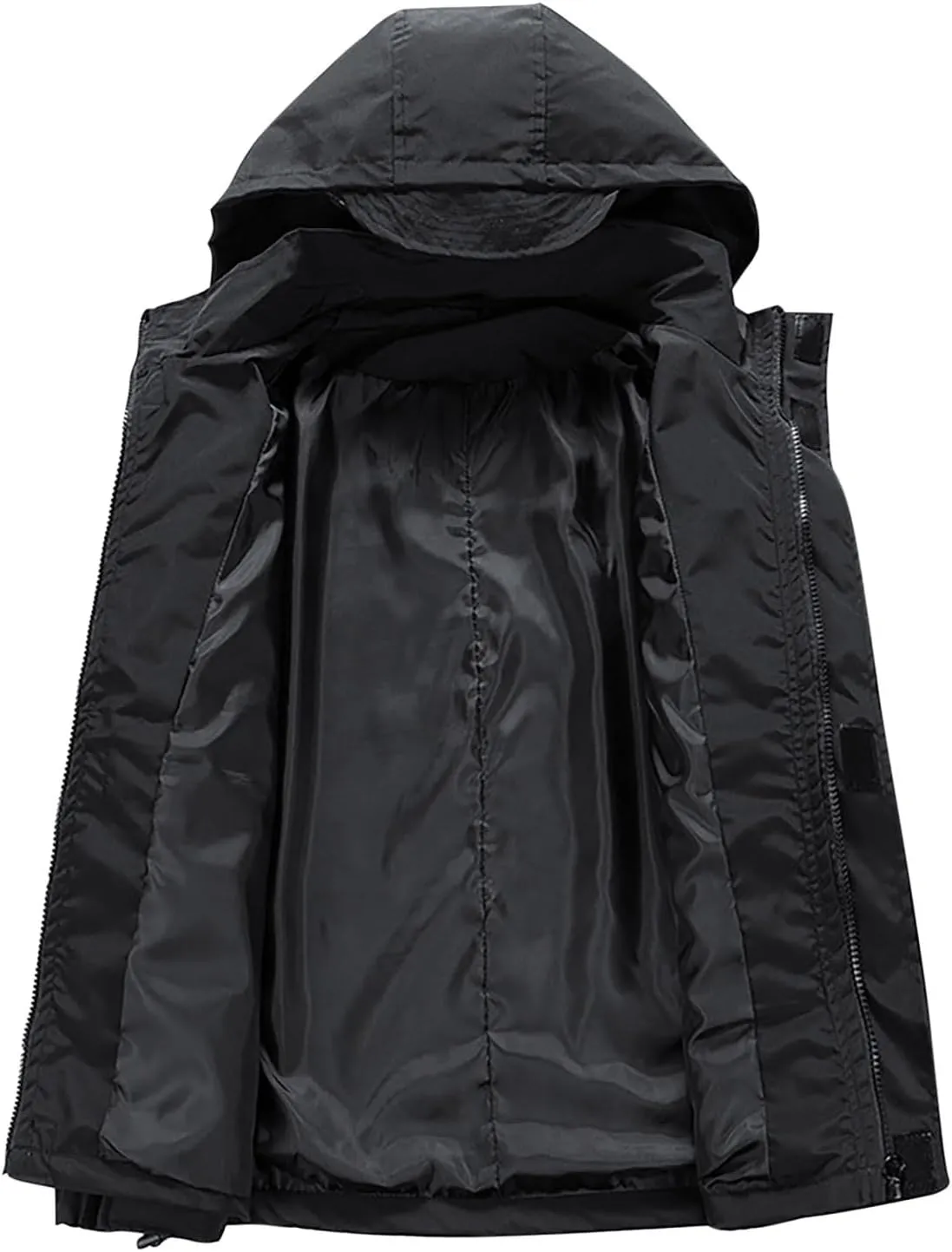 Men's Hooded Softshell Jacket Waterproof Lightweight Insulated Windbreaker Fall Winter Full Zipper Rain Shell Jackets