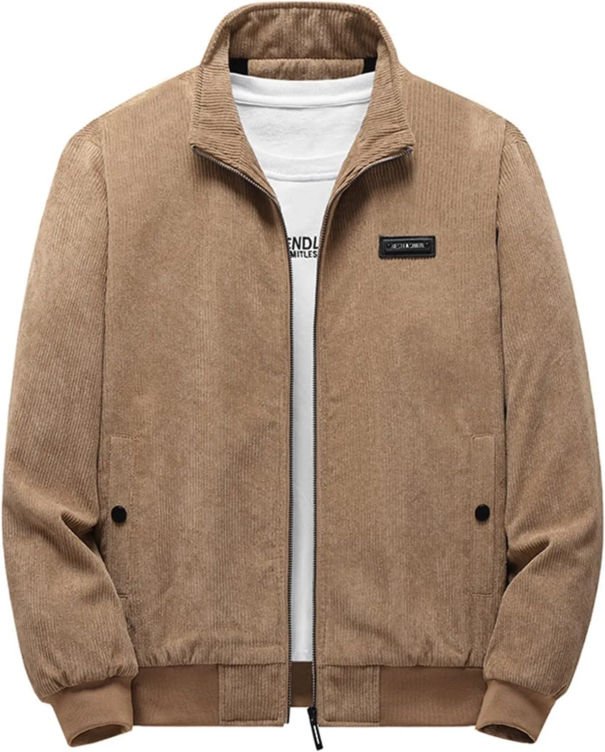 Mens Jacket Winter Corduroy Thickened Zip Up Heavyweight Jackets Warm Sherpa Lined Fleece Loose Coat, XL-5XL