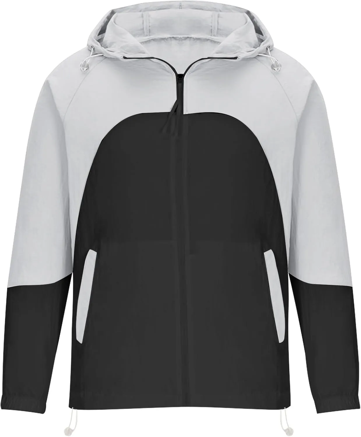 Mens Lightweight Full Zip UPF 50  Sun Protection Hoodie Jackets Long Sleeve Hiking Fishing Outdoor Patchwork Jacket