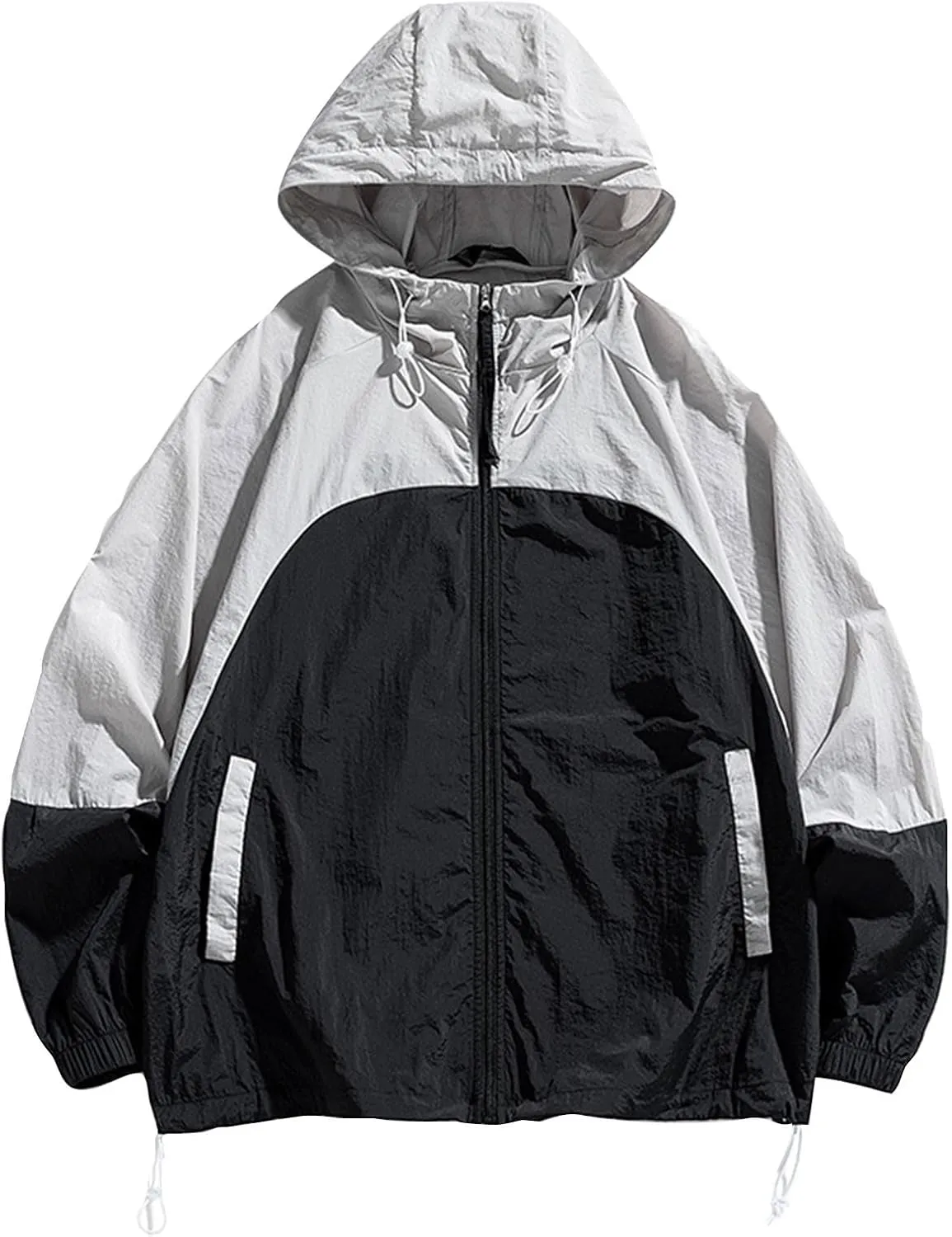 Mens Lightweight Full Zip UPF 50  Sun Protection Hoodie Jackets Long Sleeve Hiking Fishing Outdoor Patchwork Jacket