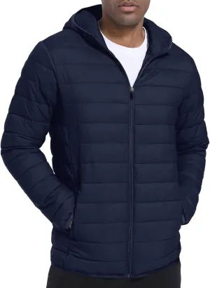 Men's Lightweight Packable Hooded Puffer Jacket Insulated Coat for Snow Ski Traveling Winter Outerwear