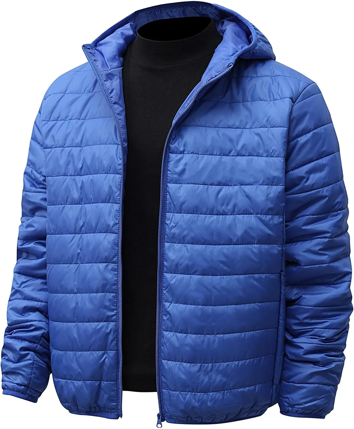 Men's Lightweight Packable Hooded Puffer Jacket Insulated Coat for Snow Ski Traveling Winter Outerwear
