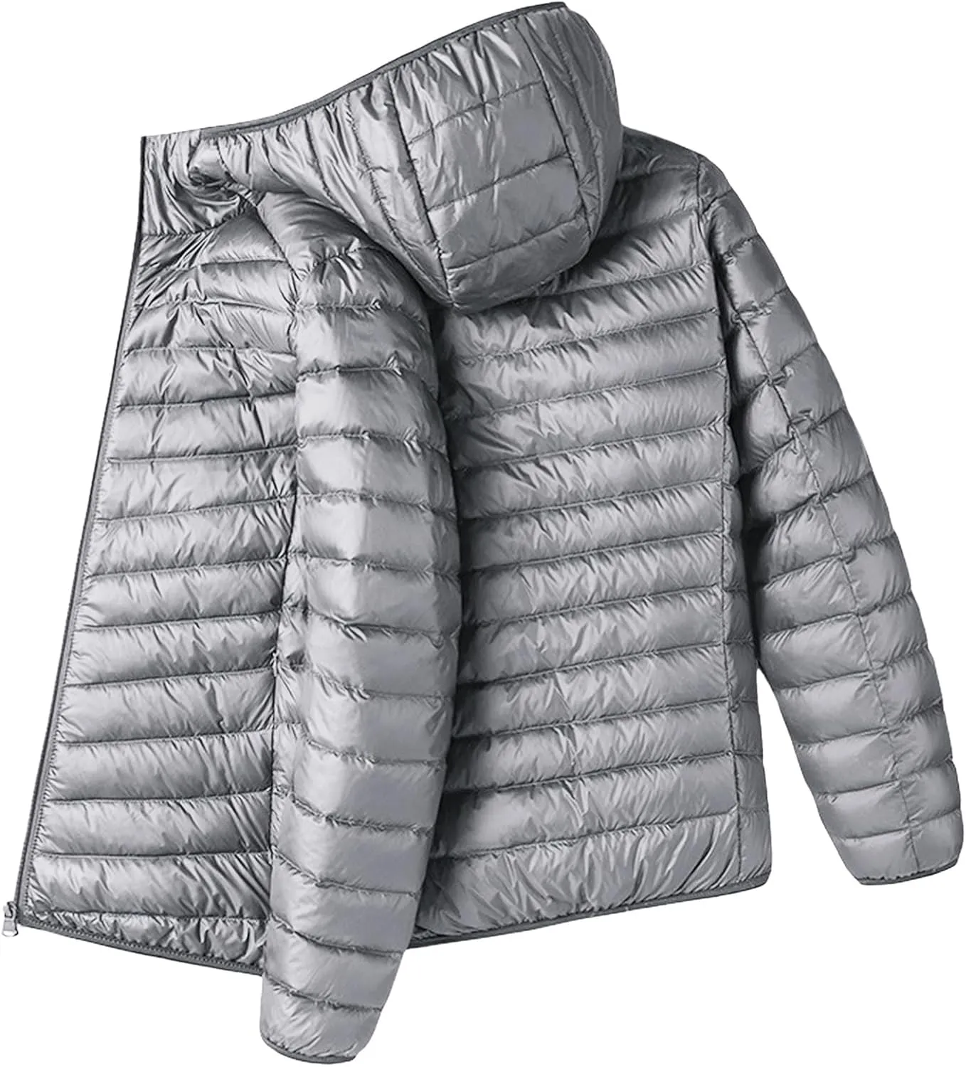 Men's Lightweight Packable Hooded Puffer Jacket Insulated Coat for Snow Ski Traveling Winter Outerwear