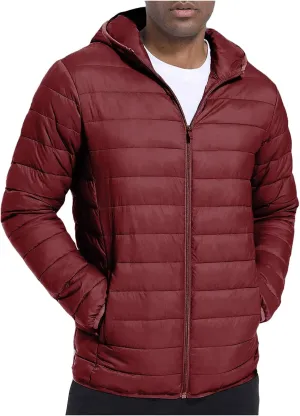 Men's Lightweight Packable Hooded Puffer Jacket Insulated Coat for Snow Ski Traveling Winter Outerwear