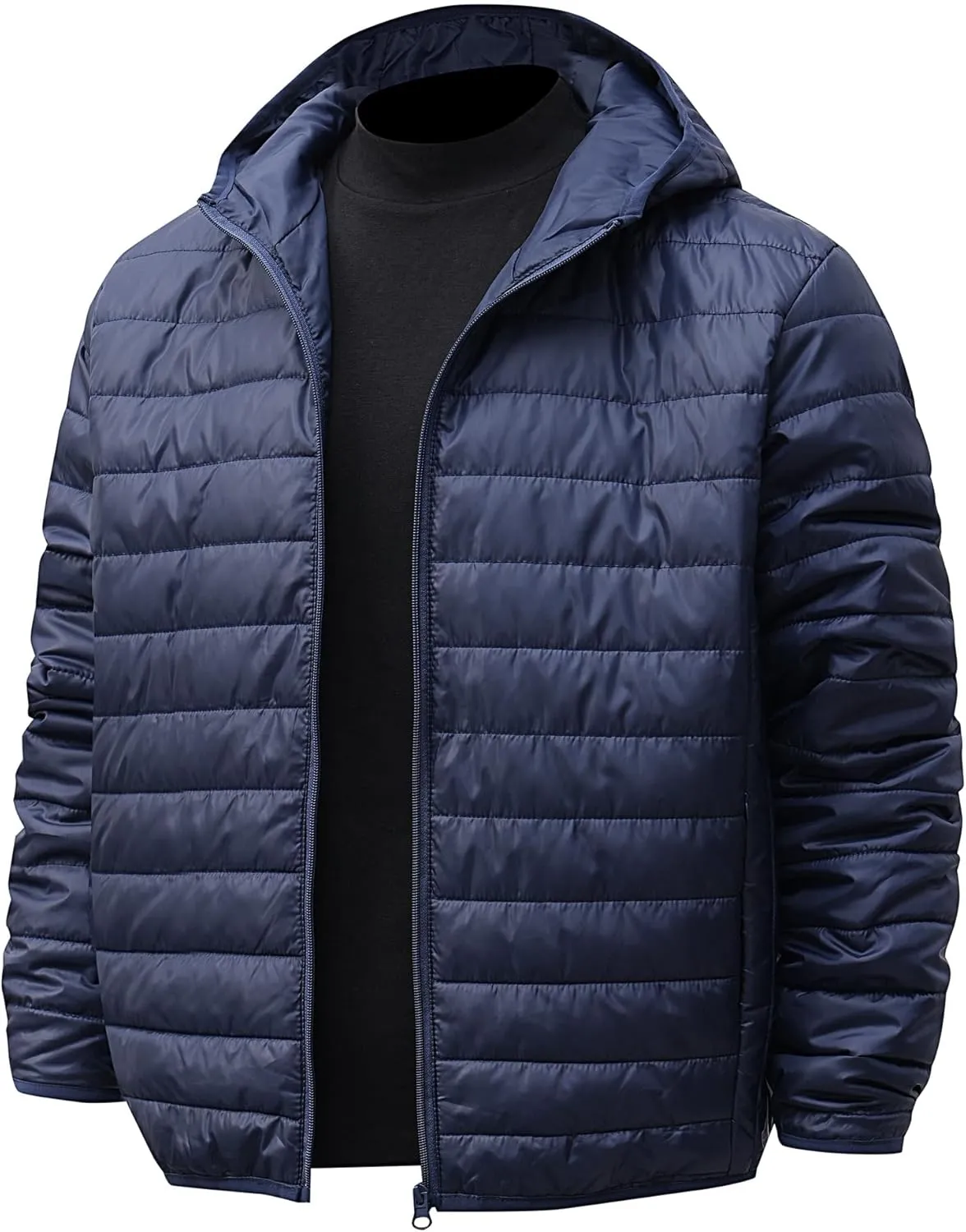 Men's Lightweight Packable Hooded Puffer Jacket Insulated Coat for Snow Ski Traveling Winter Outerwear