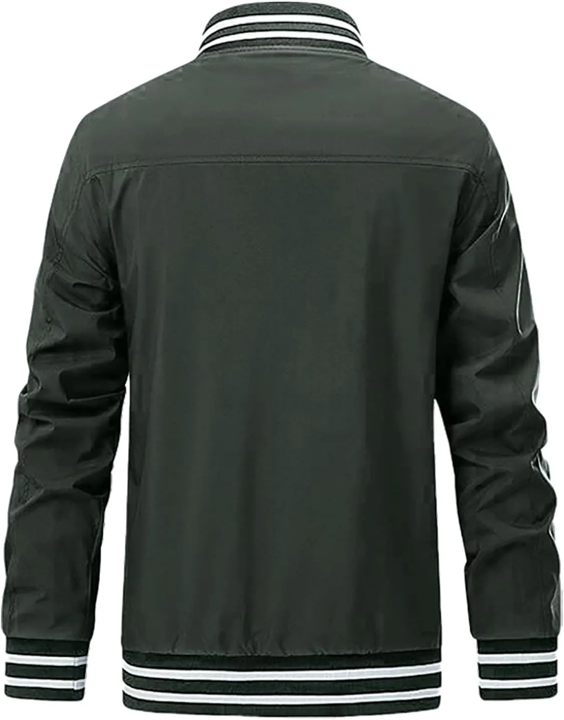 Mens Lightweight Windbreaker Bomber Jacket Zip Up with Pockets for Spring and Fall, Casual Wear, Water-Resistant